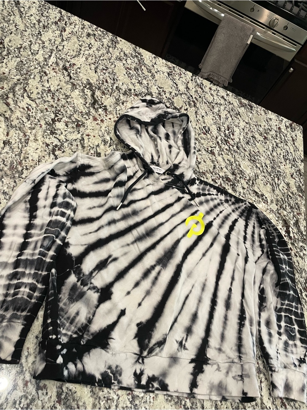 Peloton Black and White Tie-Dye Hoodie